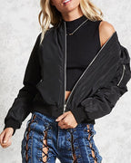 Classic Ribbed Zip Bomber Jacket