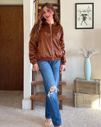 Classic Ribbed Zip Bomber Jacket
