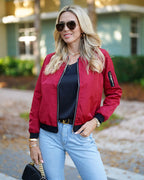 Classic Ribbed Zip Bomber Jacket