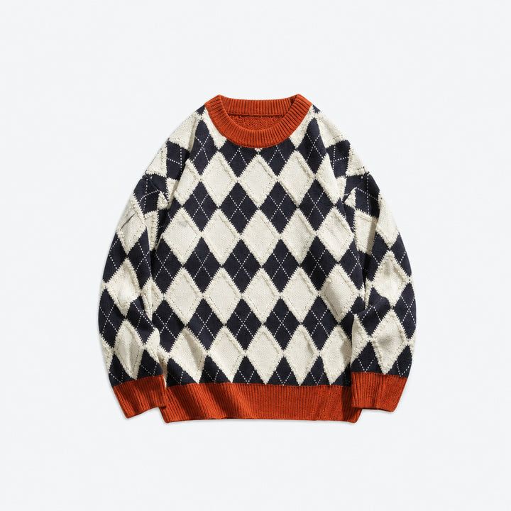 Classic Argyle Knit Sweater