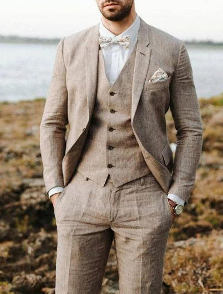 Classic Three-Piece Men’s Linen Suit
