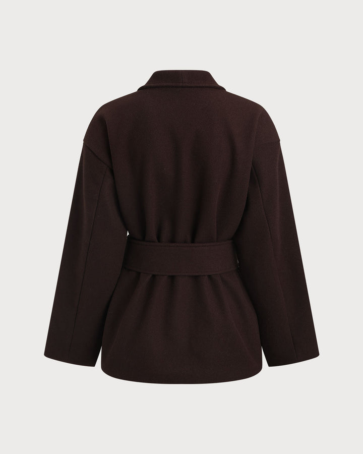Coffee Shawl Collar Coat