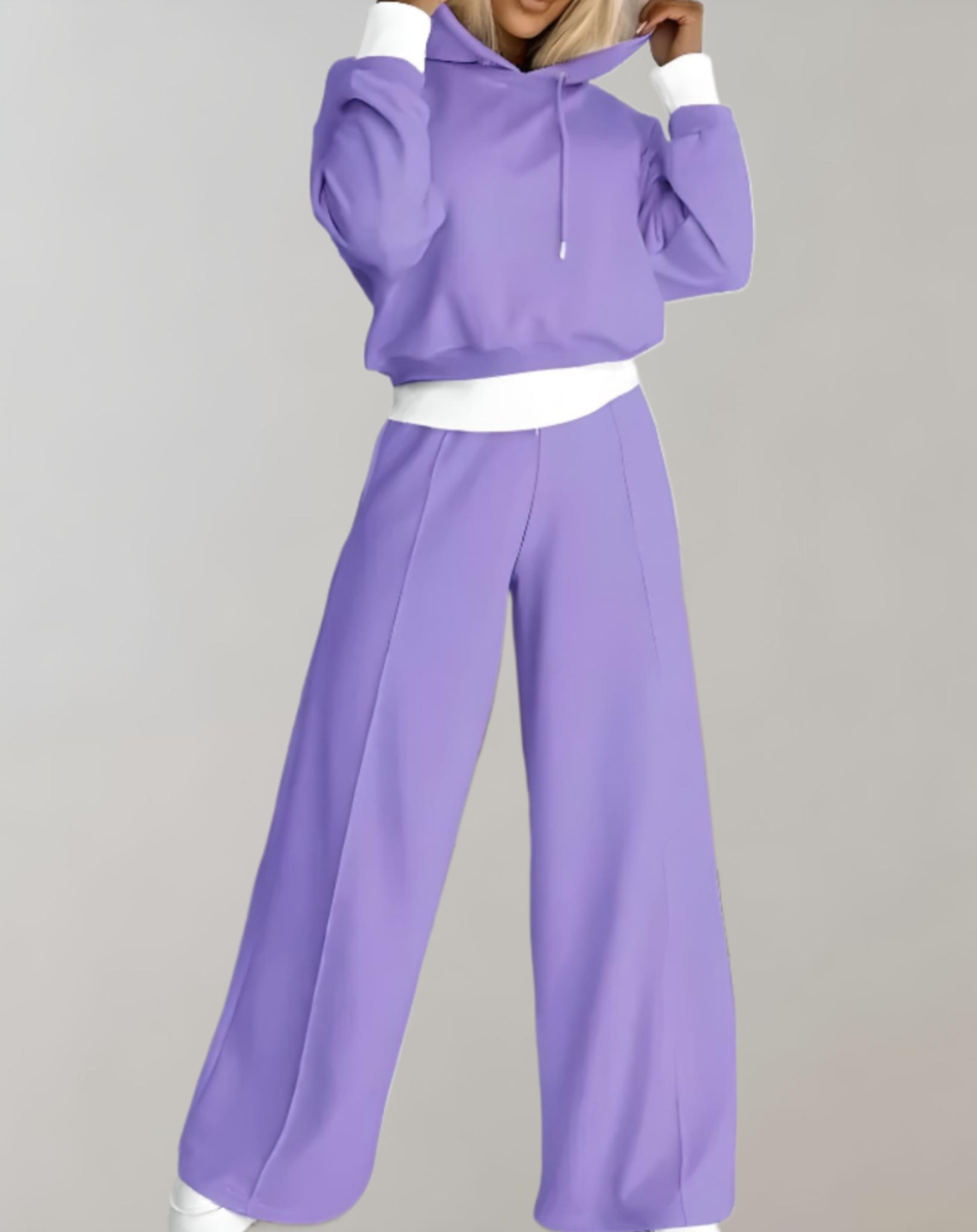 Women’s 2-Piece Hoodie Tracksuit Set with Wide-Leg Pants