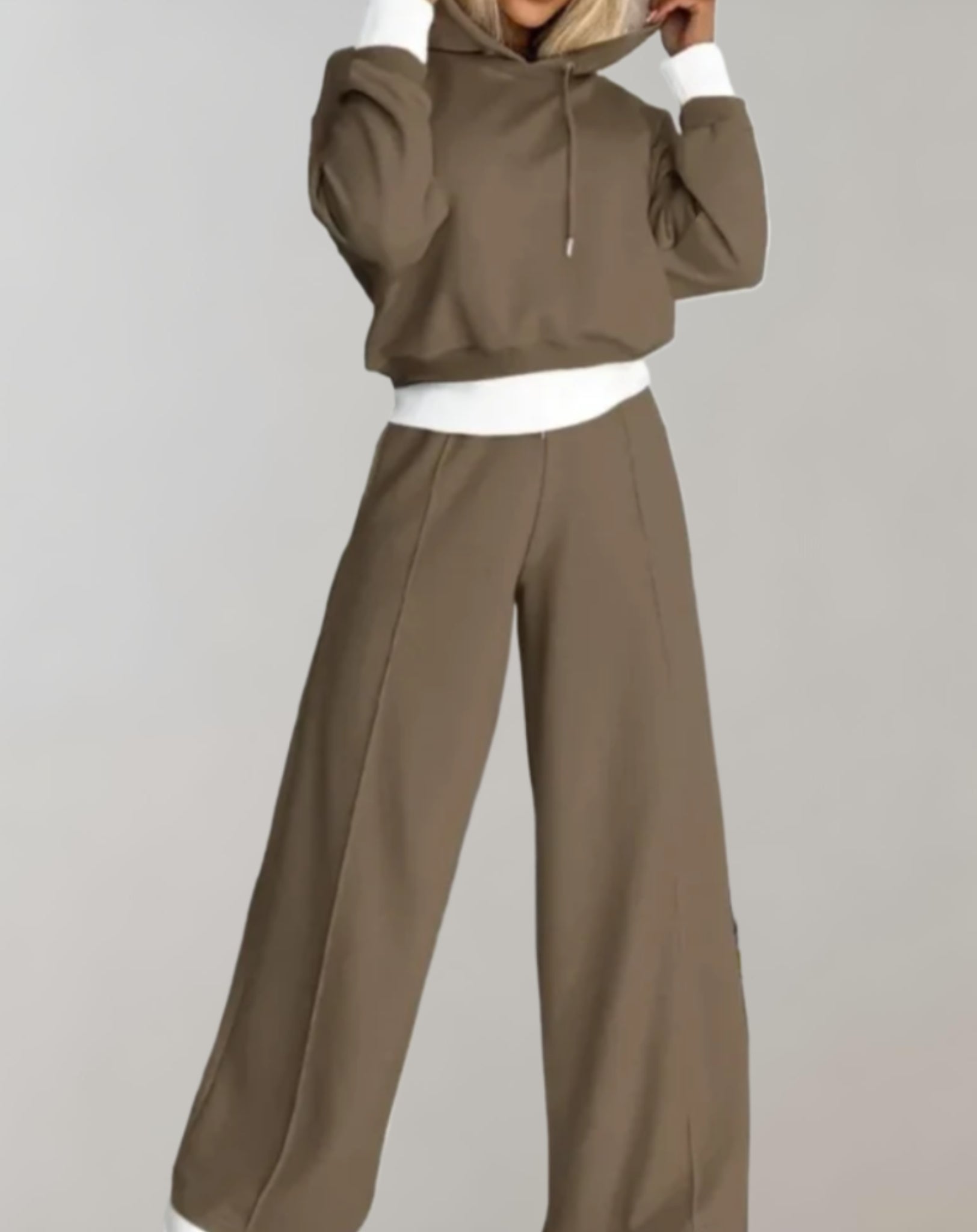 Women’s 2-Piece Hoodie Tracksuit Set with Wide-Leg Pants
