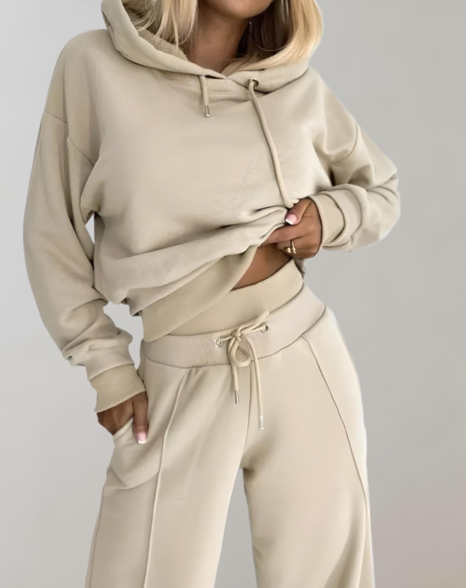 Women’s 2-Piece Hoodie Tracksuit Set with Wide-Leg Pants