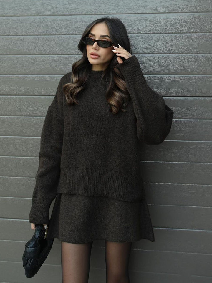 Contrast Binding Mini Skirt Set