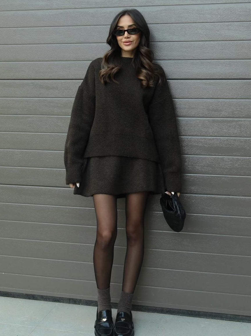 Contrast Binding Mini Skirt Set