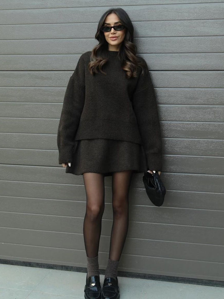 Contrast Binding Mini Skirt Set