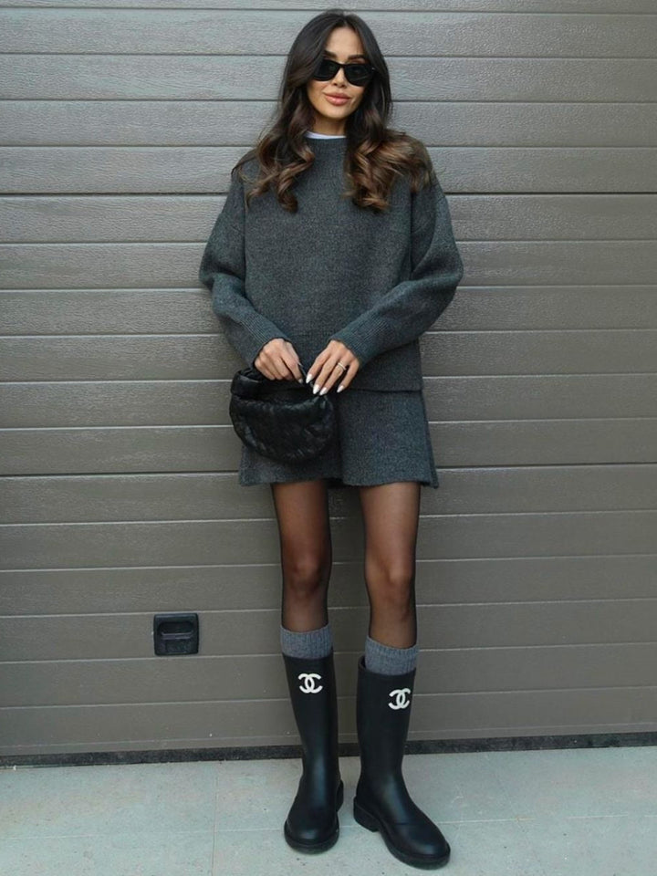 Contrast Binding Mini Skirt Set