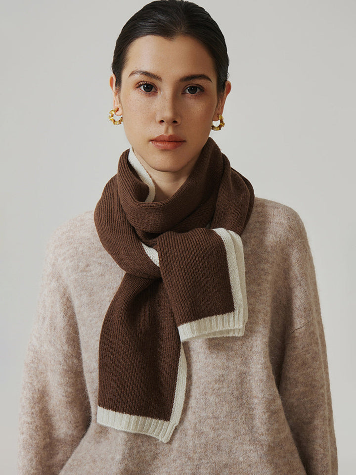 Contrast Trim Knit Wool Scarf