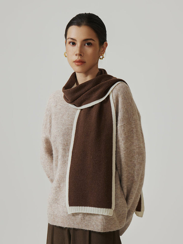 Contrast Trim Knit Wool Scarf