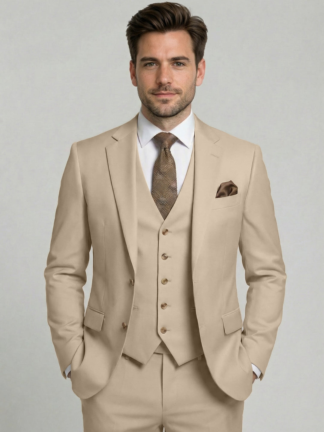 Cotton Blend Three-Piece Suit