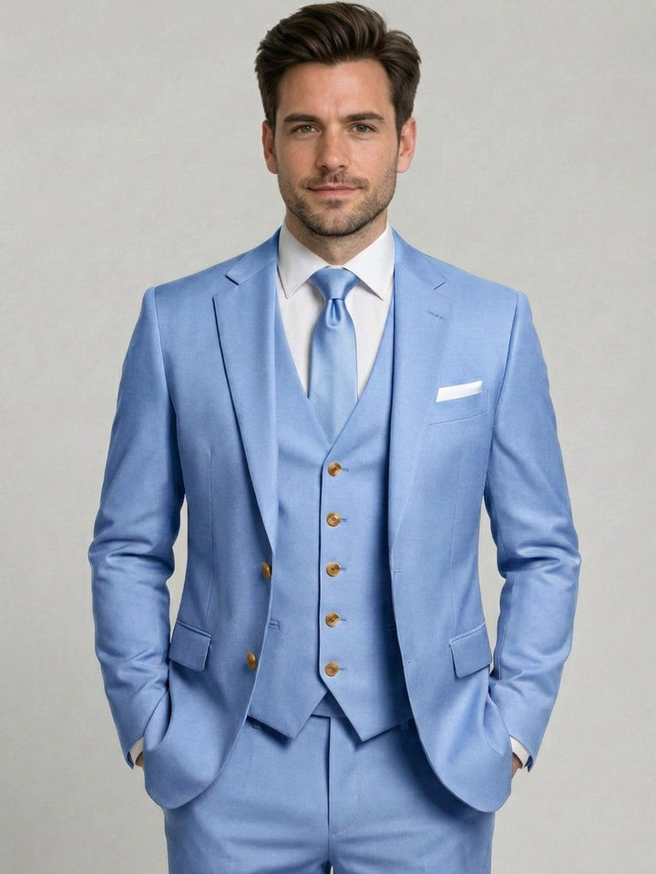 Cotton Blend Three-Piece Suit