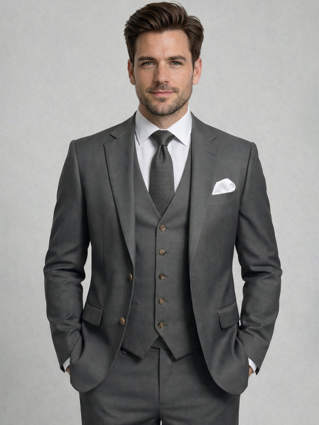 Cotton Blend Three-Piece Suit