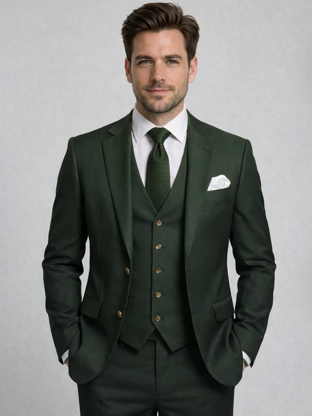 Cotton Blend Three-Piece Suit