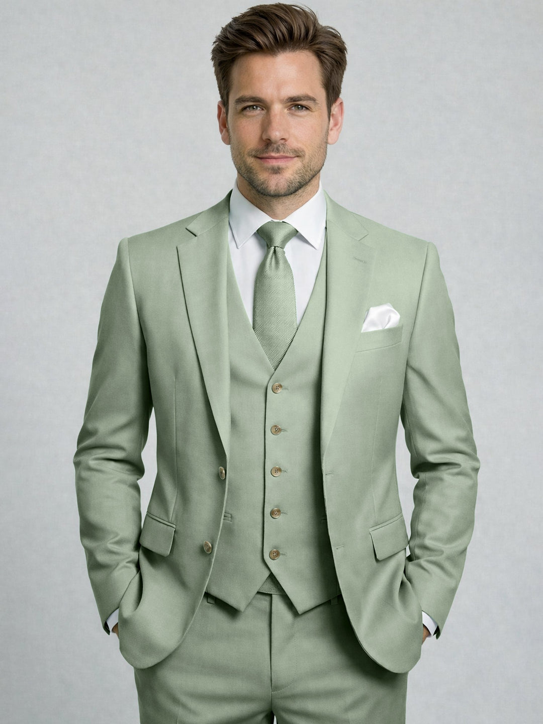 Cotton Blend Three-Piece Suit