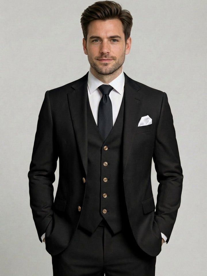 Cotton Blend Three-Piece Suit
