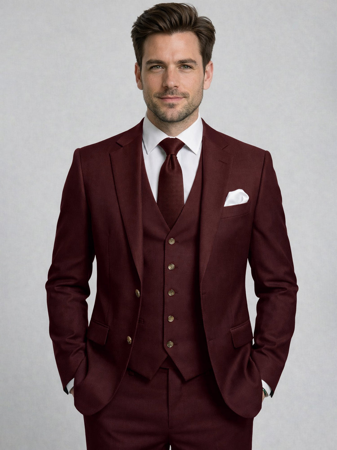 Cotton Blend Three-Piece Suit