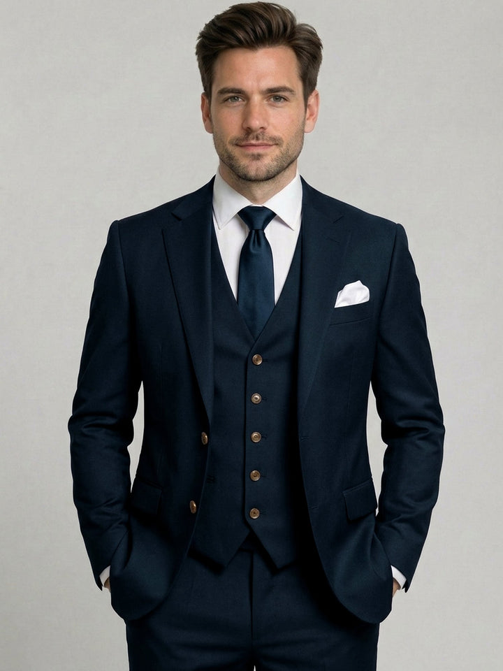 Cotton Blend Three-Piece Suit