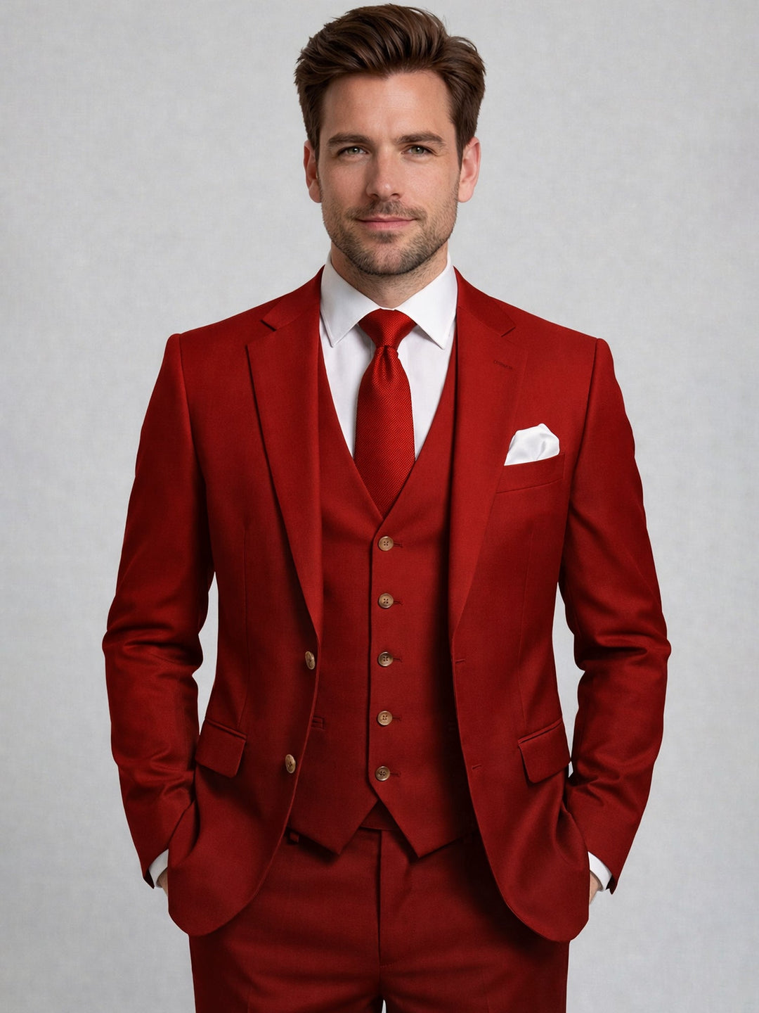 Cotton Blend Three-Piece Suit