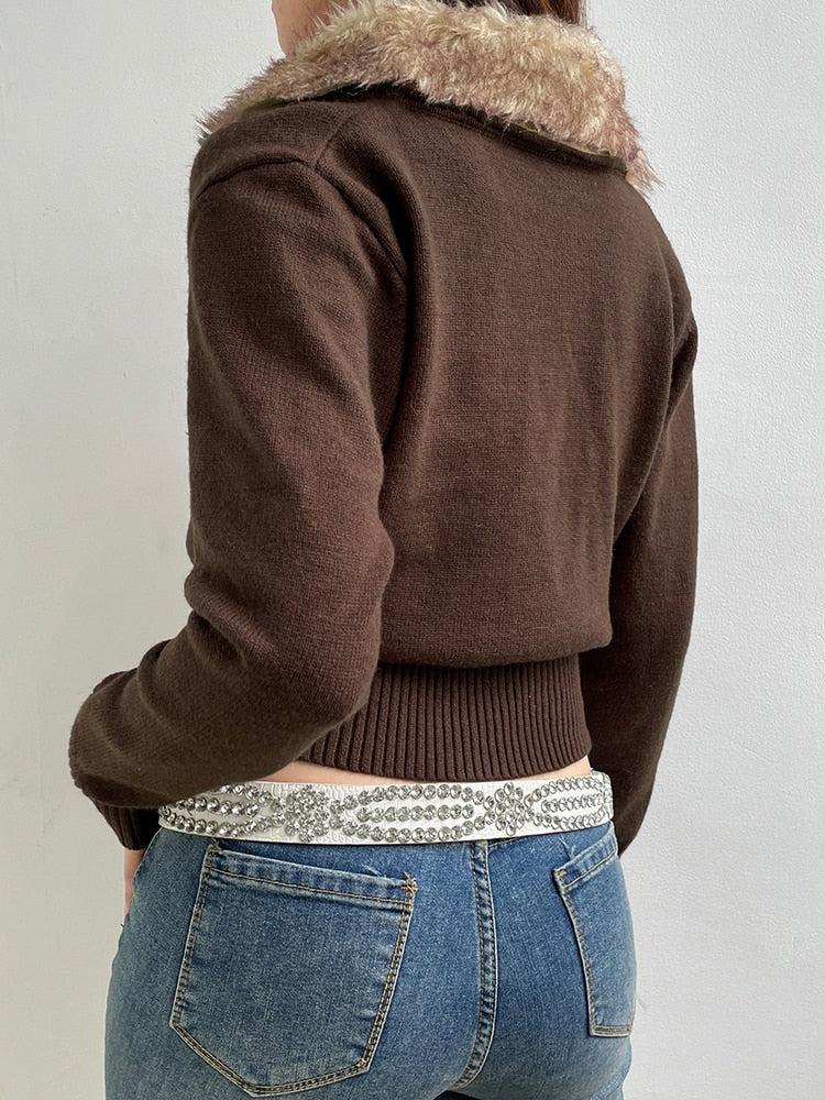 Cropped Fitted  Zip-Up Cardigan