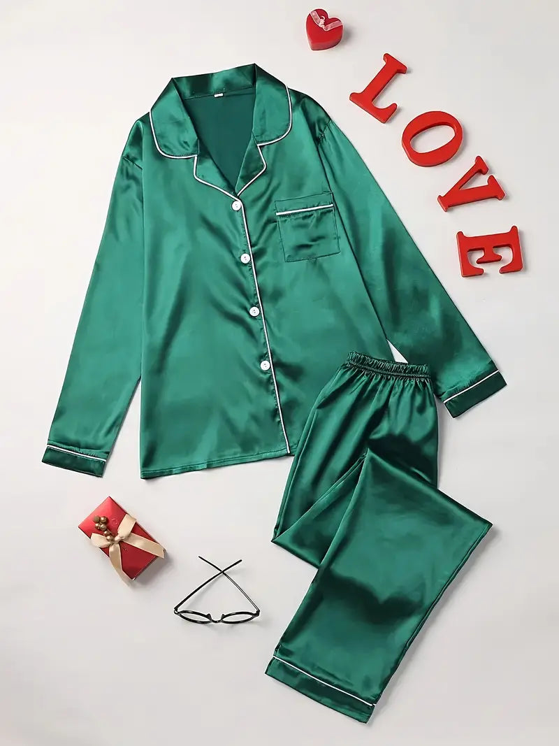 Women's Elegant Satin Pyjama Set