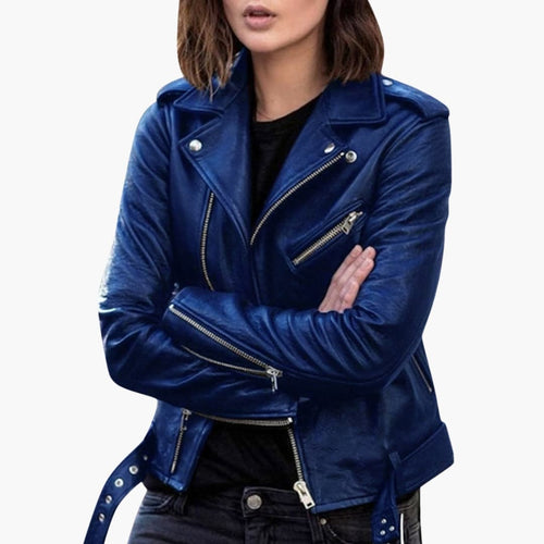 Classic Zippered Womens Moto Jacket