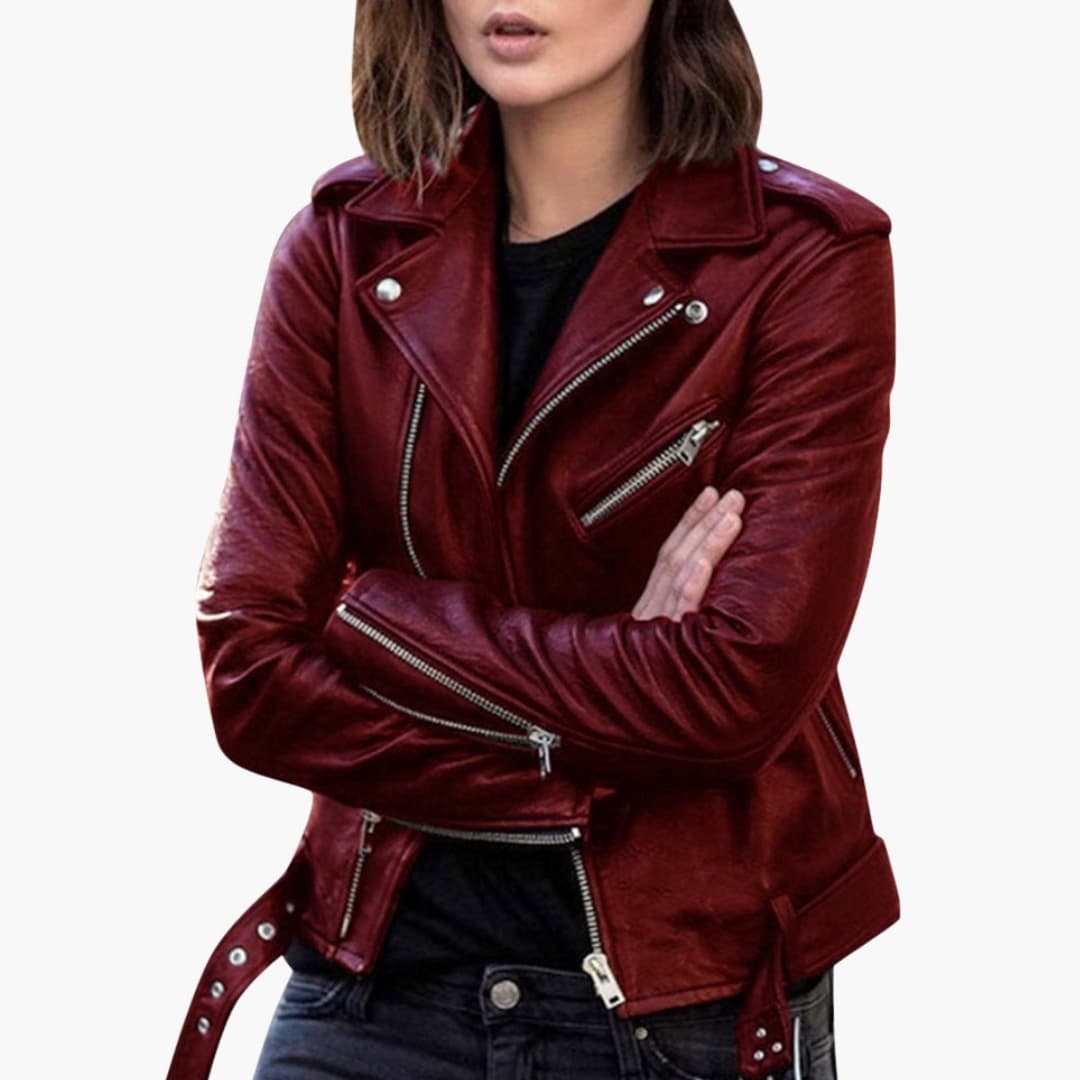 Classic Zippered Womens Moto Jacket