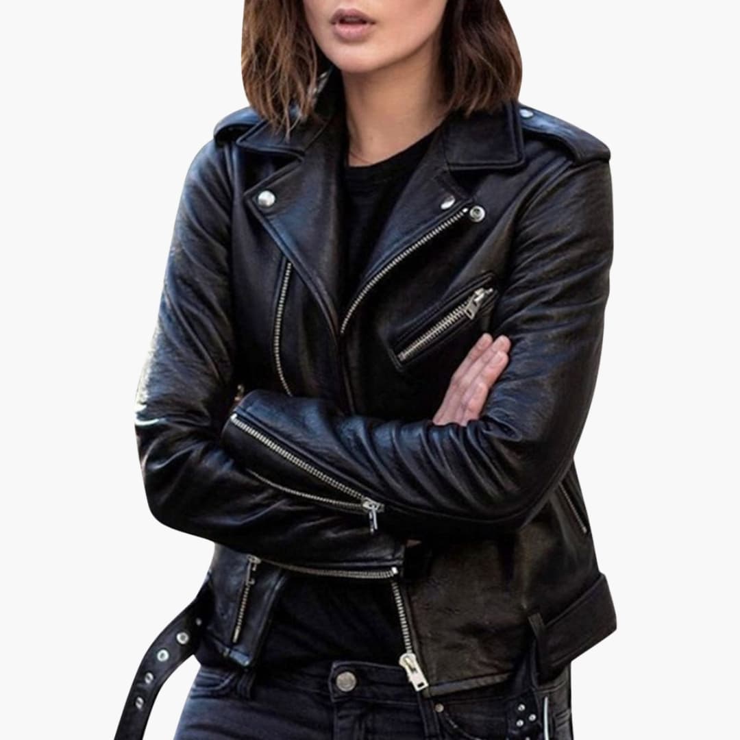 Classic Zippered Womens Moto Jacket
