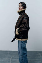 Water Repellent Lapel Synthetic Jacket
