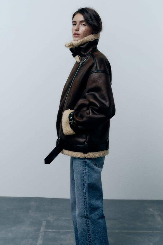 Water Repellent Lapel Synthetic Jacket