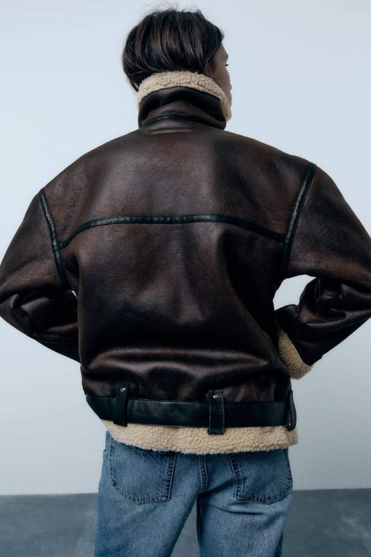 Water Repellent Lapel Synthetic Jacket