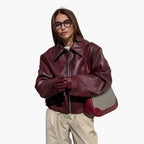 Front Zip Wide Collar Jacket