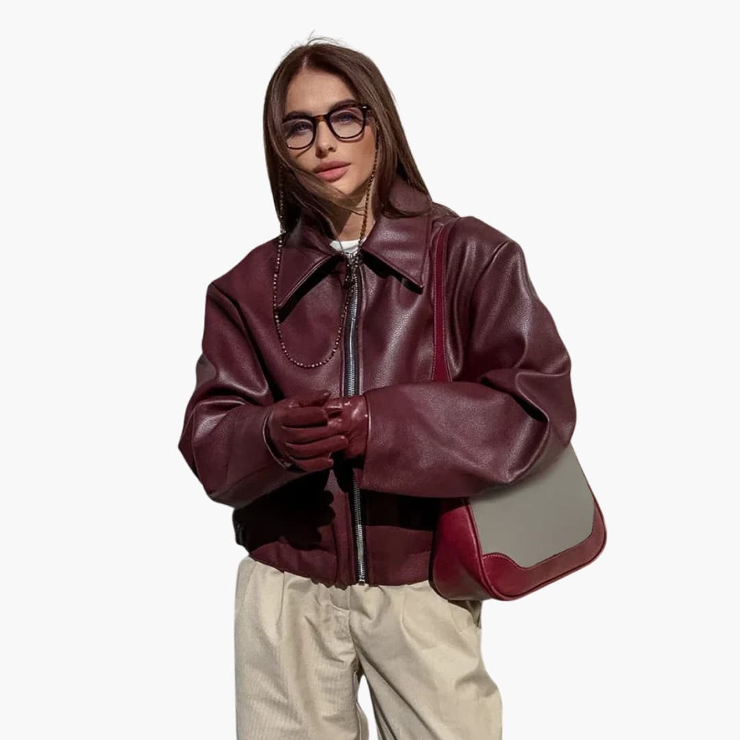 Front Zip Wide Collar Jacket