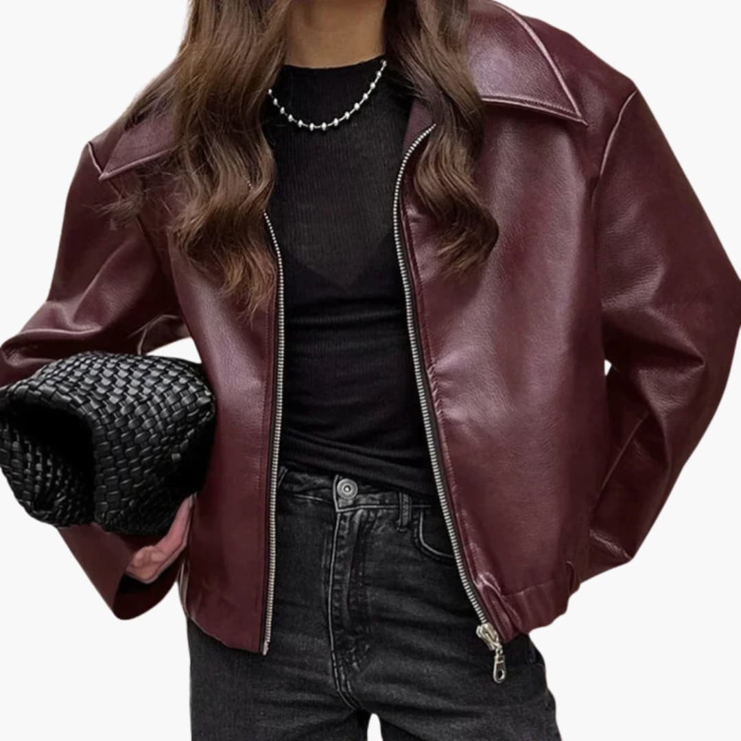 Front Zip Wide Collar Jacket