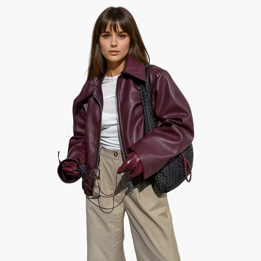 Front Zip Wide Collar Jacket