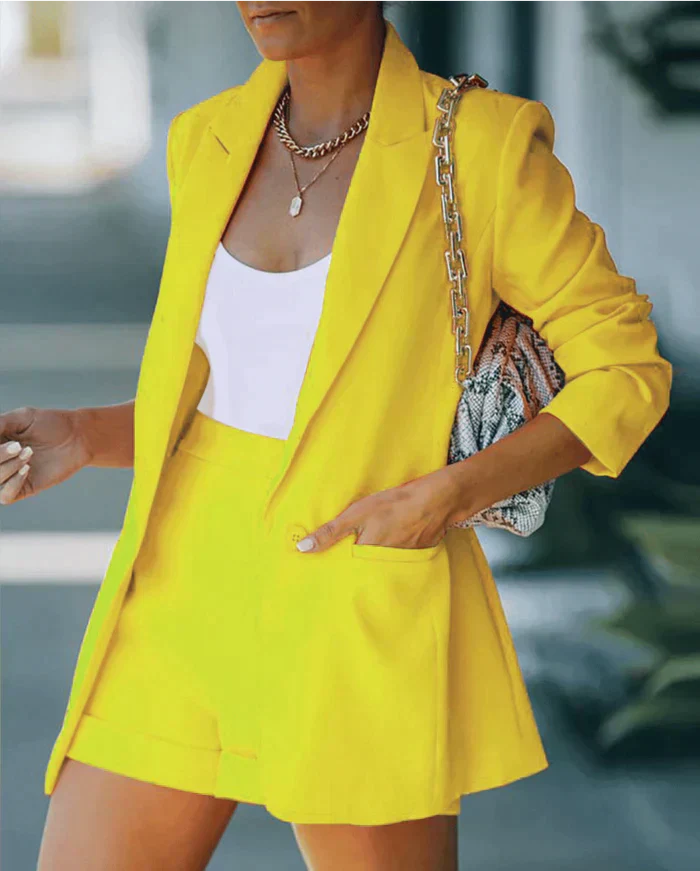 Women's Blazer and High-Waisted Shorts Set
