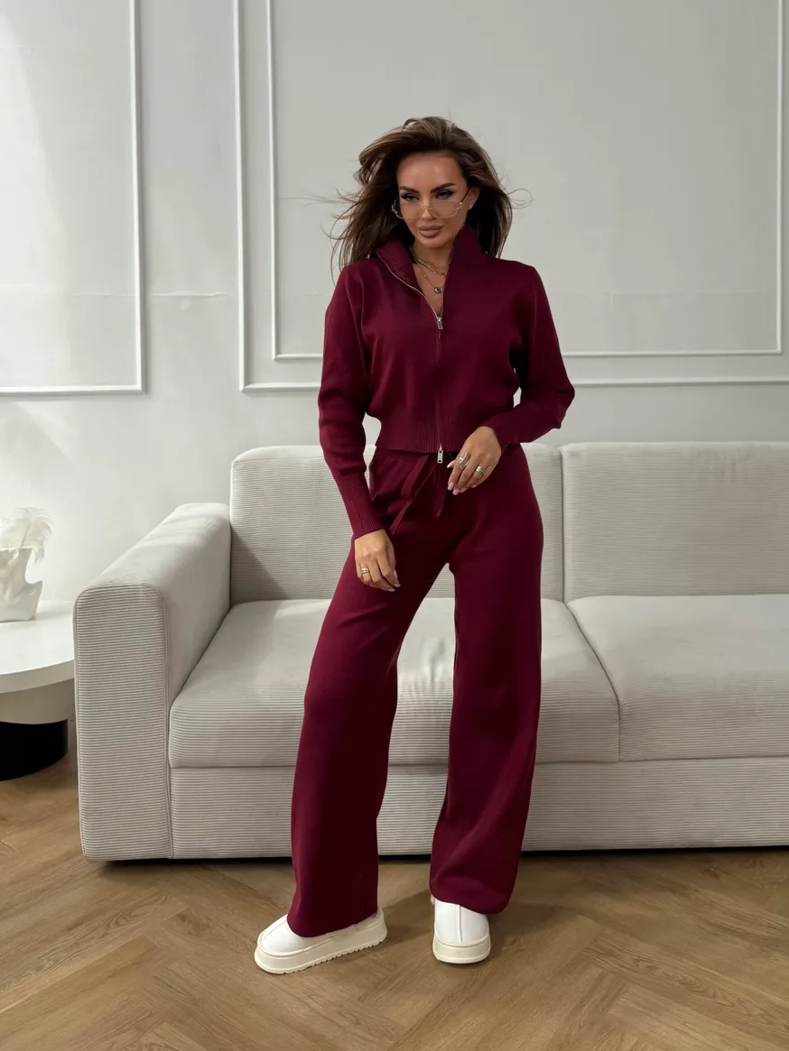 Double-Zip Knit Sweater Set