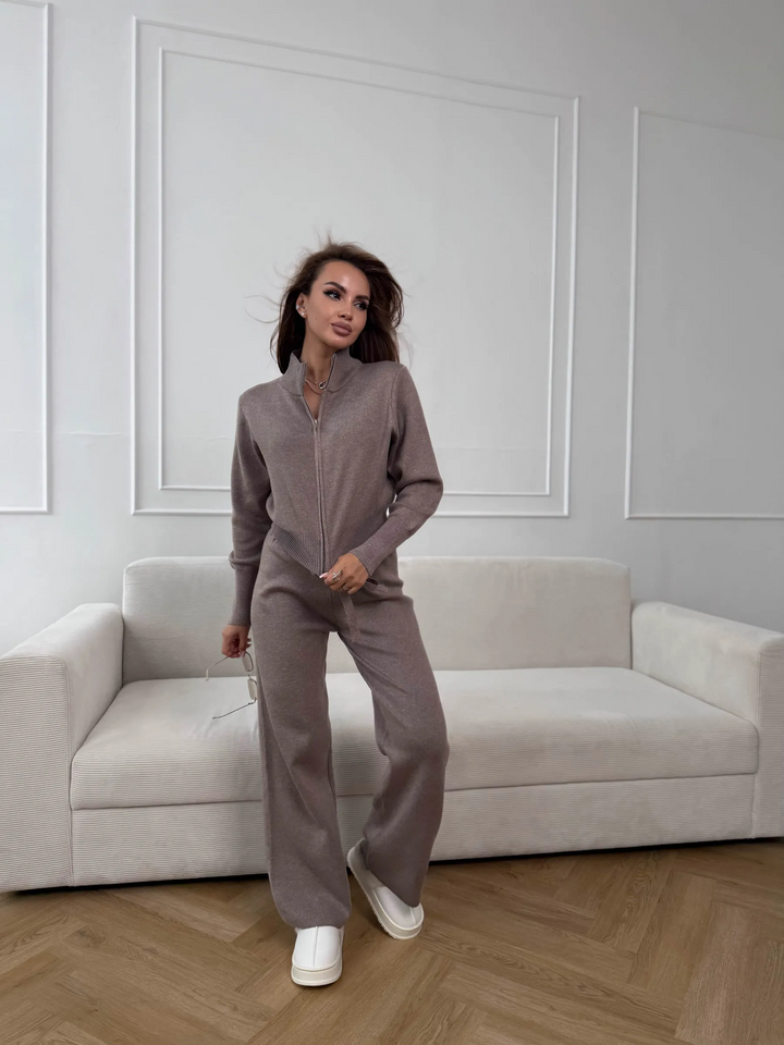Double-Zip Knit Sweater Set