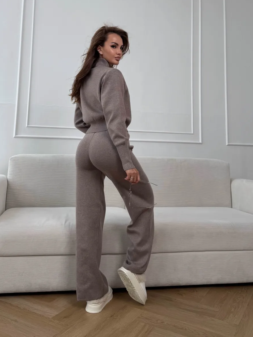 Double-Zip Knit Sweater Set