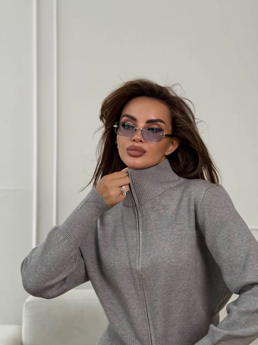 Double-Zip Knit Sweater Set