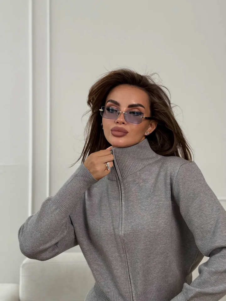 Double-Zip Knit Sweater Set
