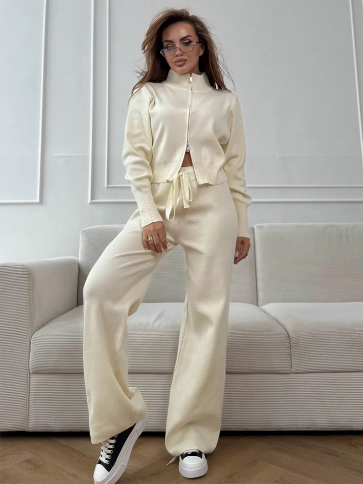 Double-Zip Knit Sweater Set
