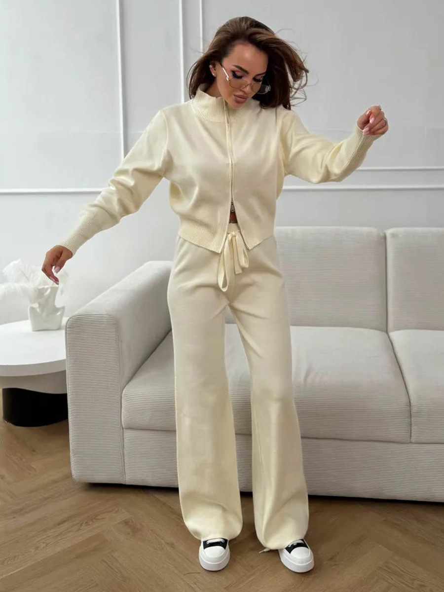 Double-Zip Knit Sweater Set