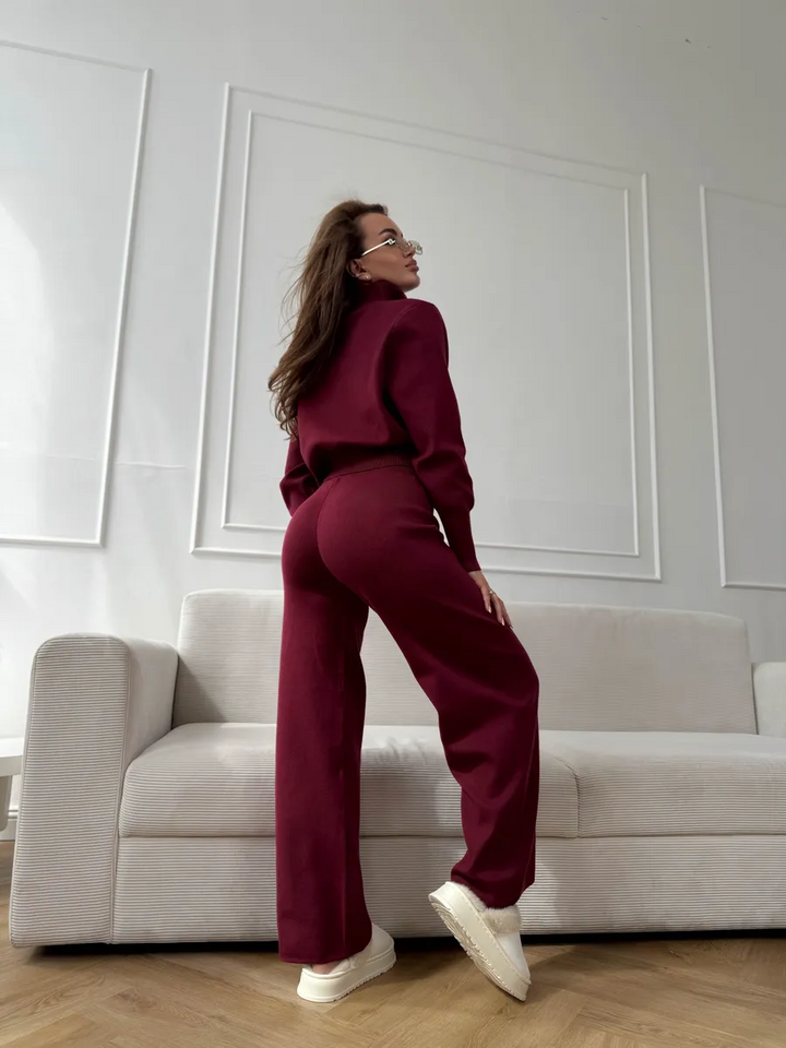 Double-Zip Knit Sweater Set