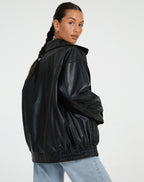 Oversized Faux Leather Biker Jacket