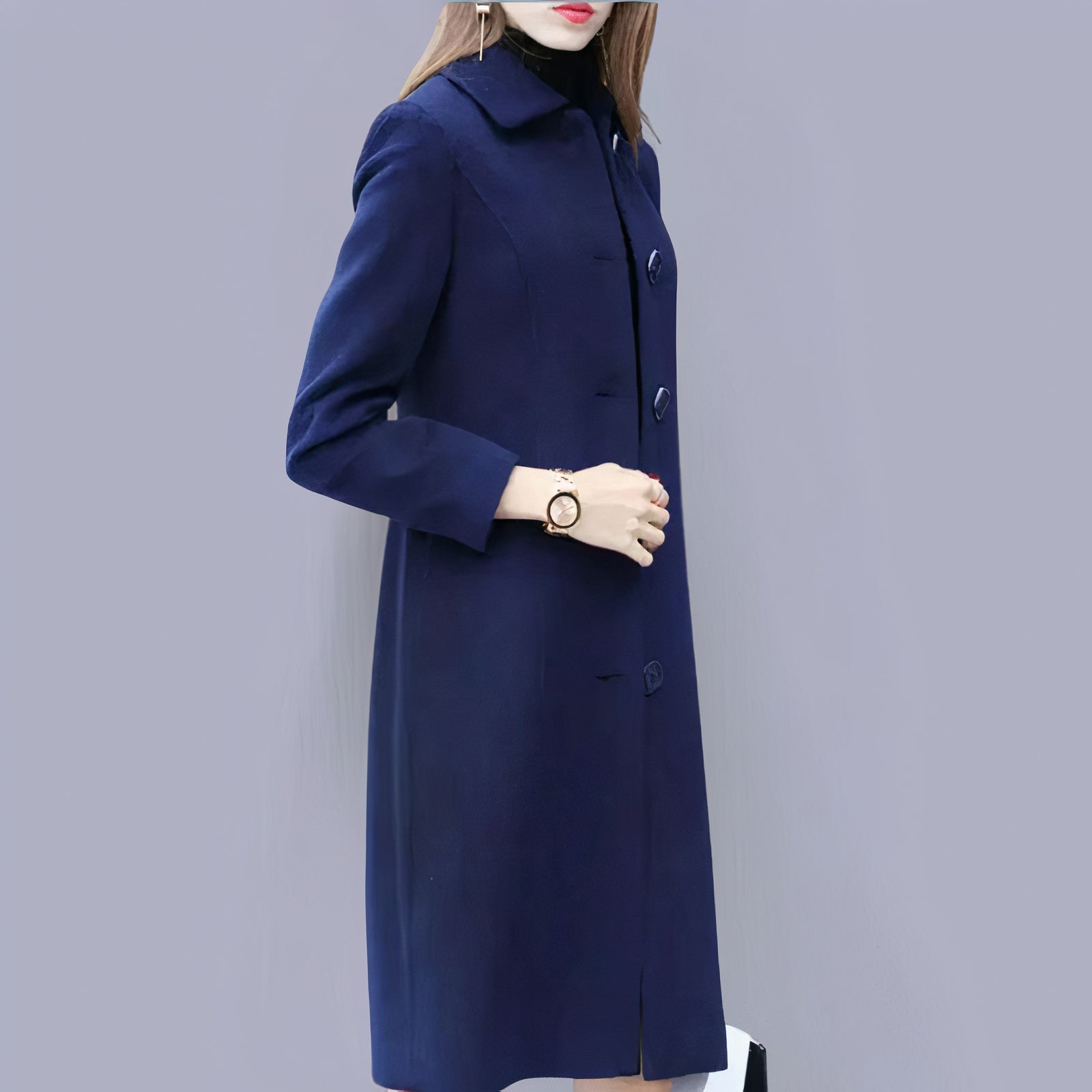 Classic Long Collared Button Coat