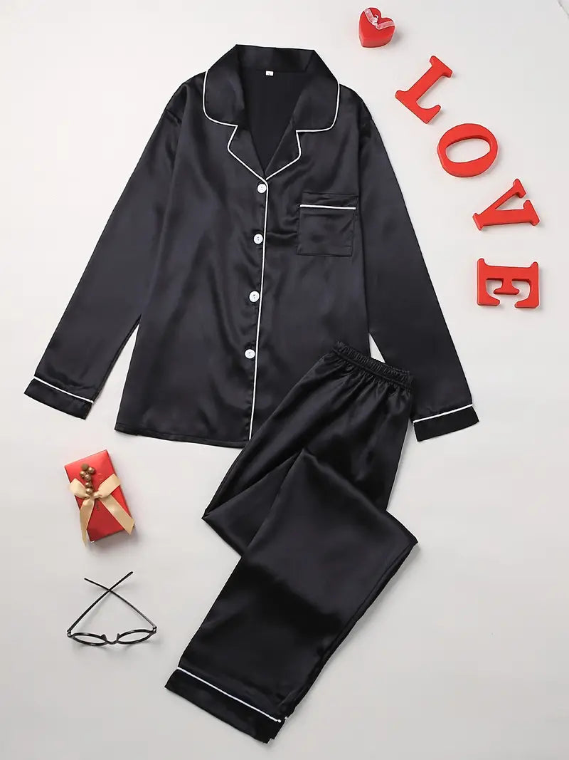 Women's Elegant Satin Pyjama Set
