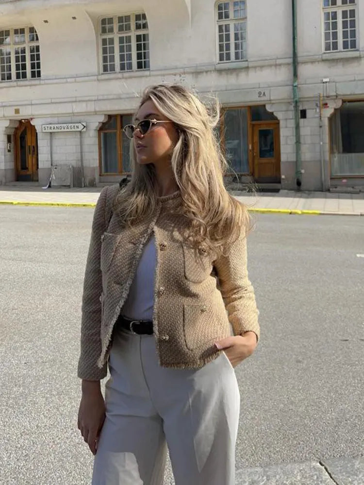 Elegant Short Textured Transitional Jacket