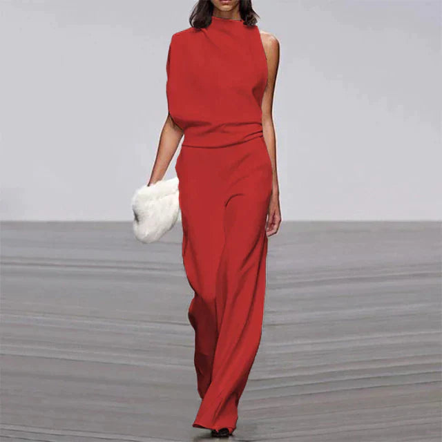 One-Shoulder Wide-Leg Jumpsuit Women's Chic Jumpsuit